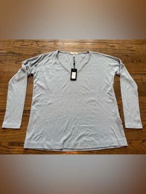 Rag & Bone Theo Ribbed Long Sleeve Top Medium Baby Blue NWT Slim Fit Tee